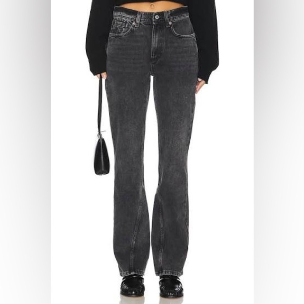 Free People We the Free Black Xena High Rise Slim Straight Jeans - Picture 2 of 8